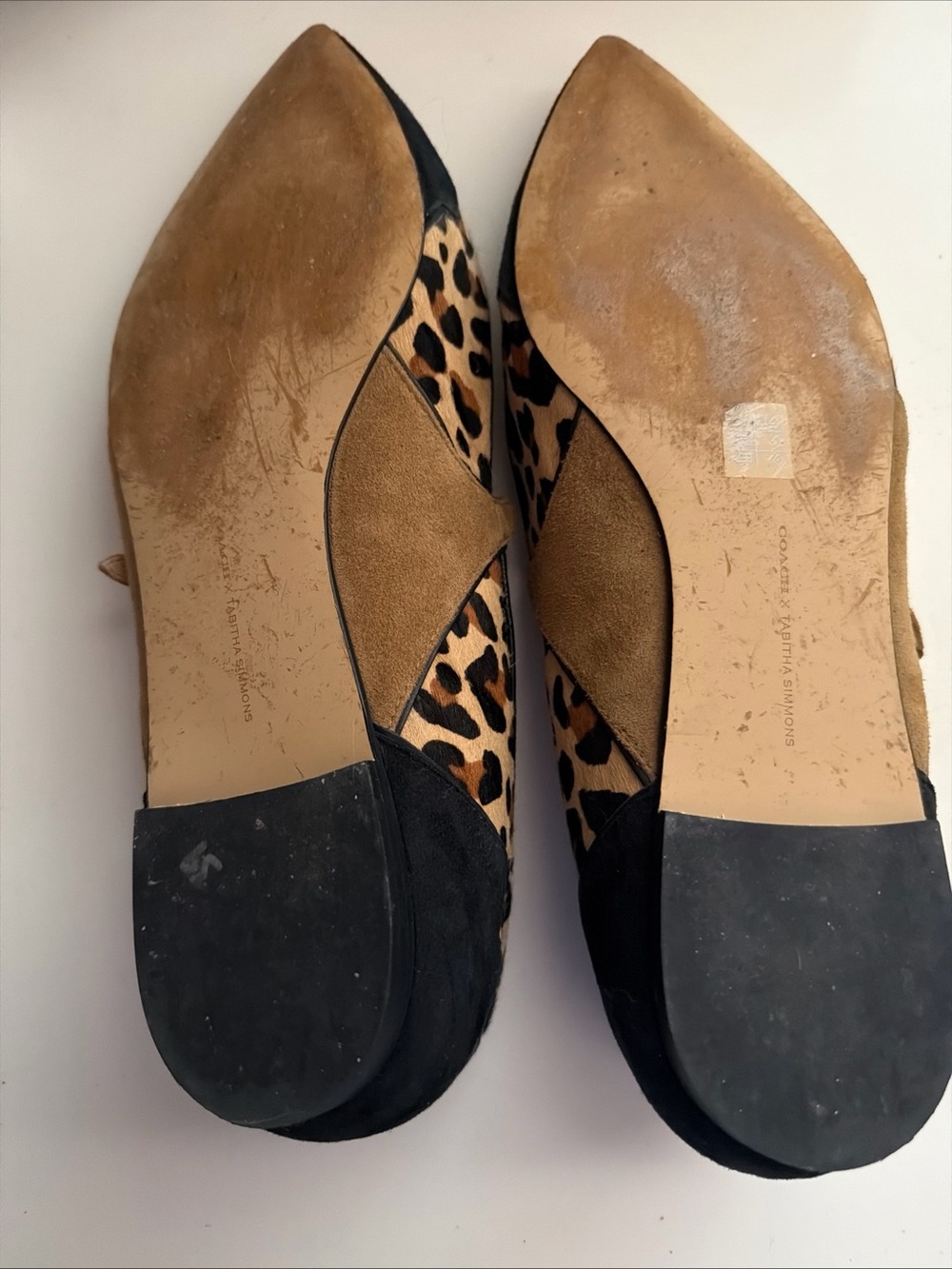 Black Pointed-Toe Flats with Leopard Trim-“Harriette” - Picture 5 of 6